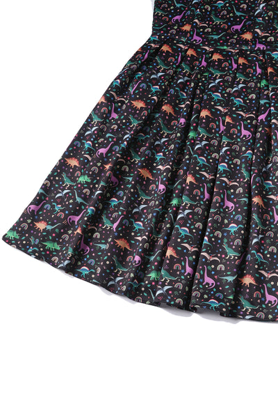 PRE ORDER Amanda Black Dinosaur Print Swing Dress