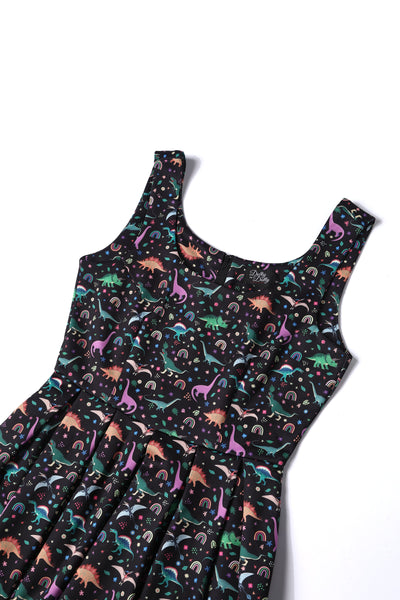 PRE ORDER Amanda Black Dinosaur Print Swing Dress