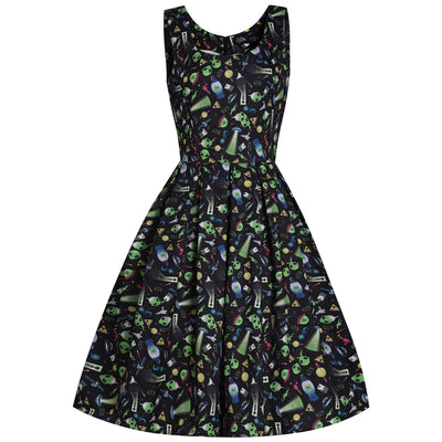 PRE ORDER Amanda Swing Dress in Black with UFO Print