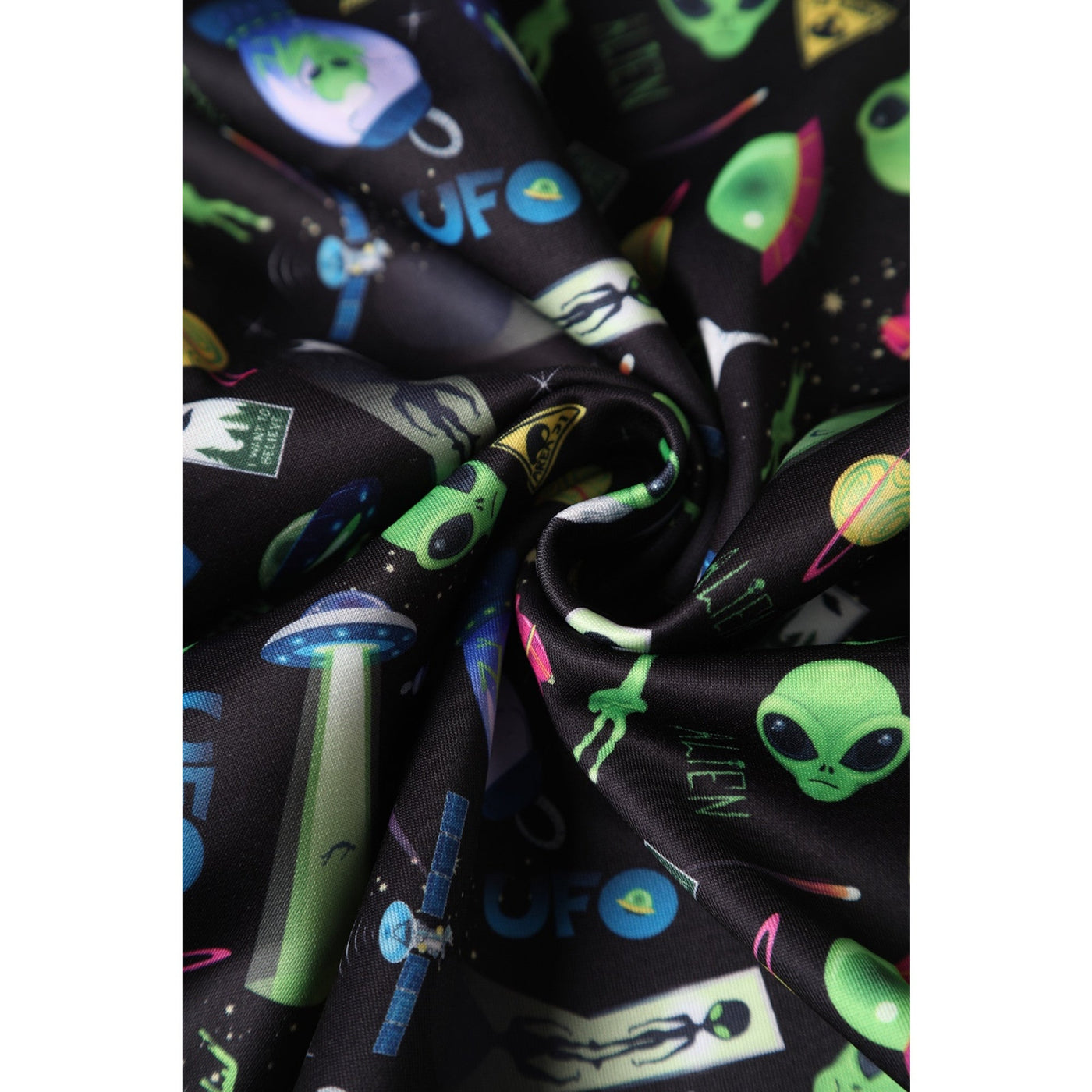 PRE ORDER Amanda Swing Dress in Black with UFO Print