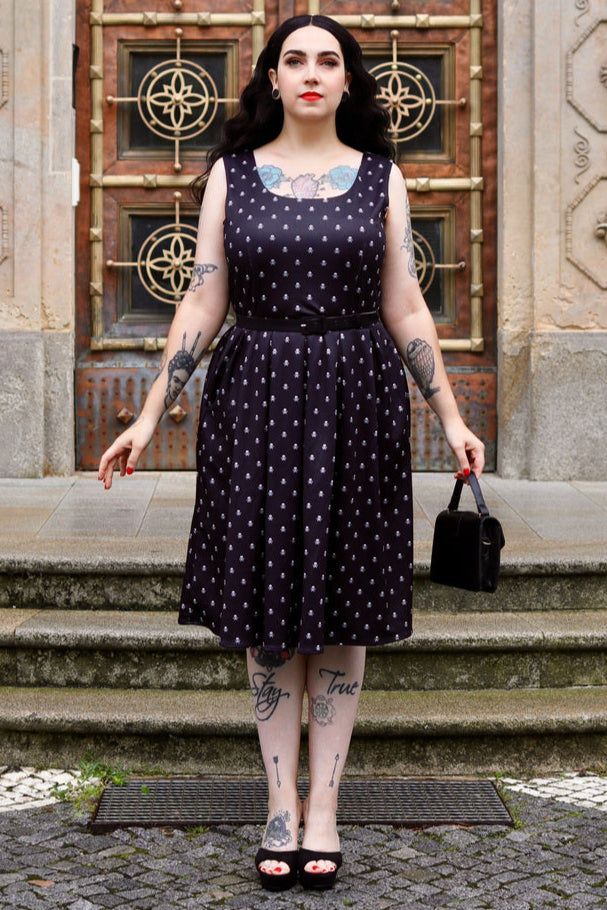 PRE ORDER Amanda Black Skull Swing Dress