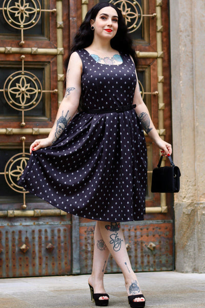 PRE ORDER Amanda Black Skull Swing Dress