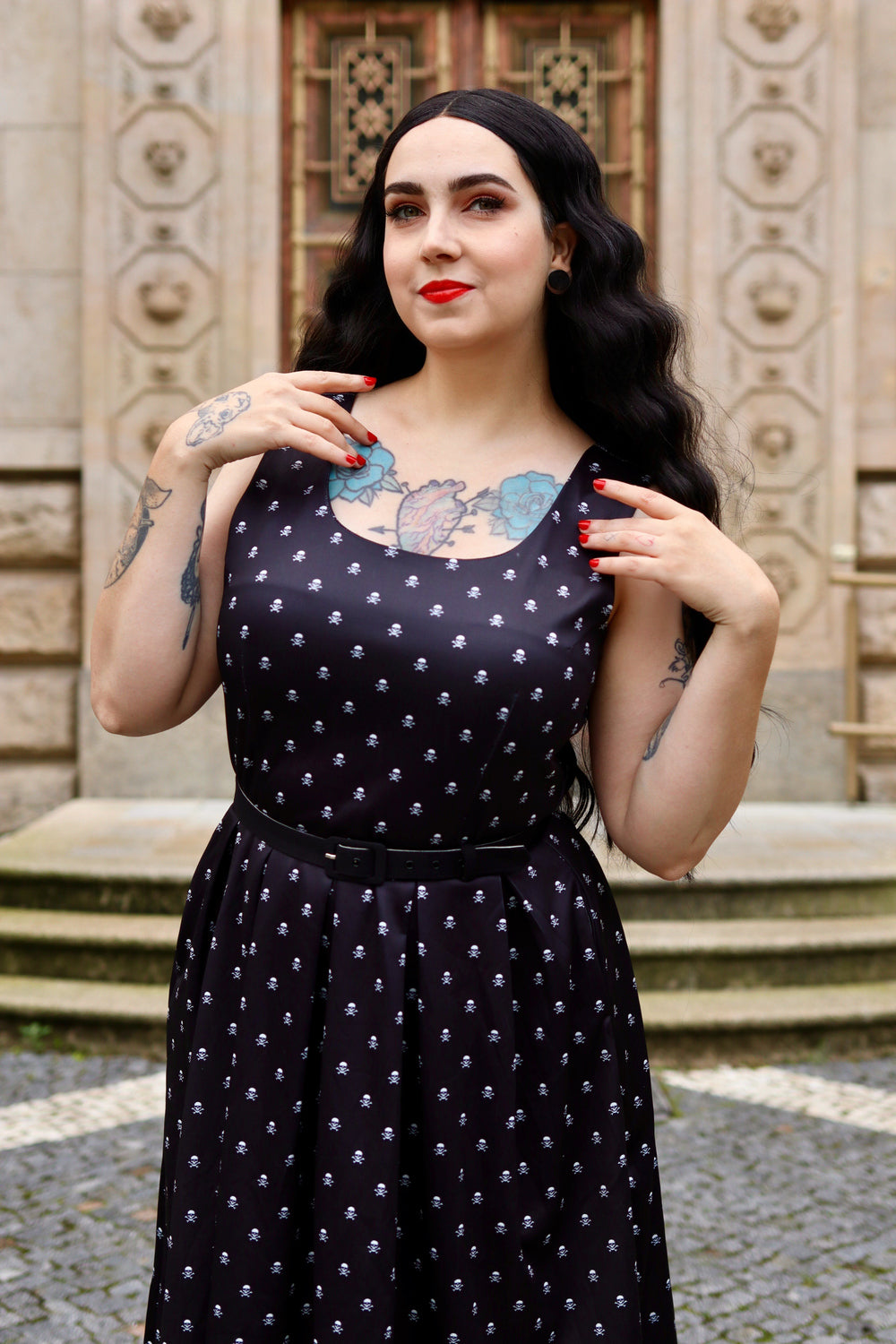 PRE ORDER Amanda Black Skull Swing Dress