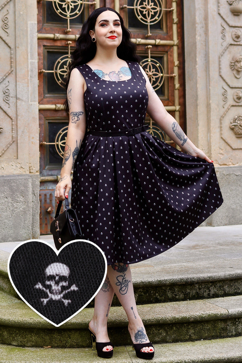 PRE ORDER Amanda Black Skull Swing Dress