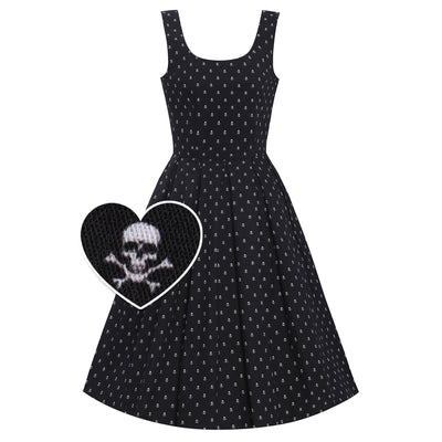 PRE ORDER Amanda Black Skull Swing Dress