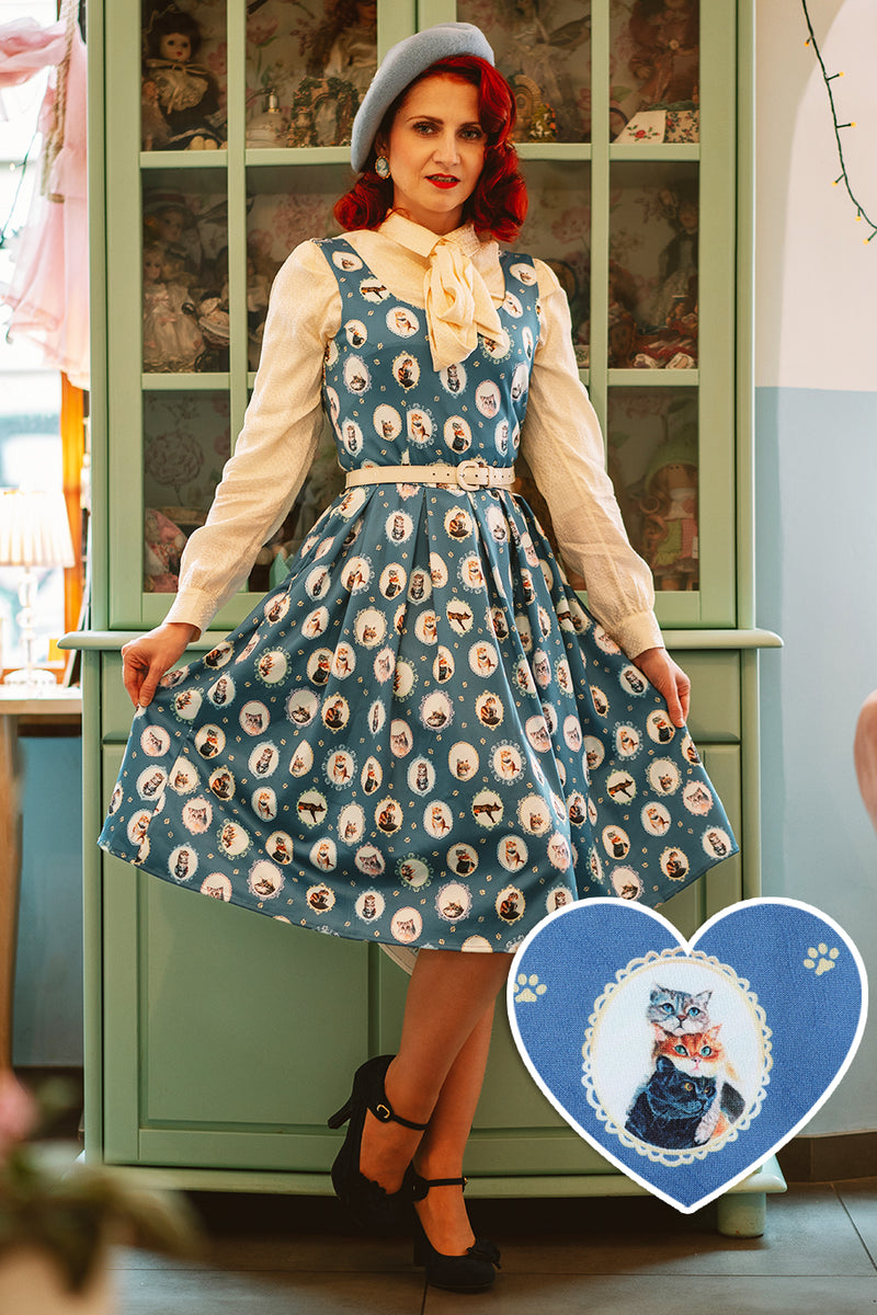 Amanda Swing Dress in Blue Cat