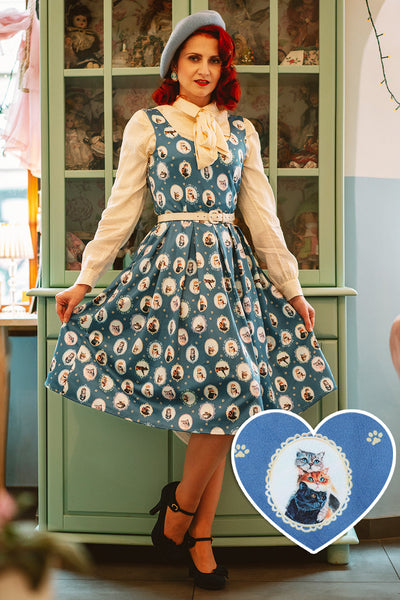 PRE-ORDER Amanda Swing Dress in Blue Cat