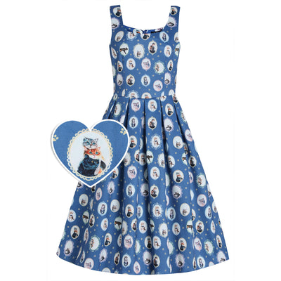 PRE-ORDER Amanda Swing Dress in Blue Cat