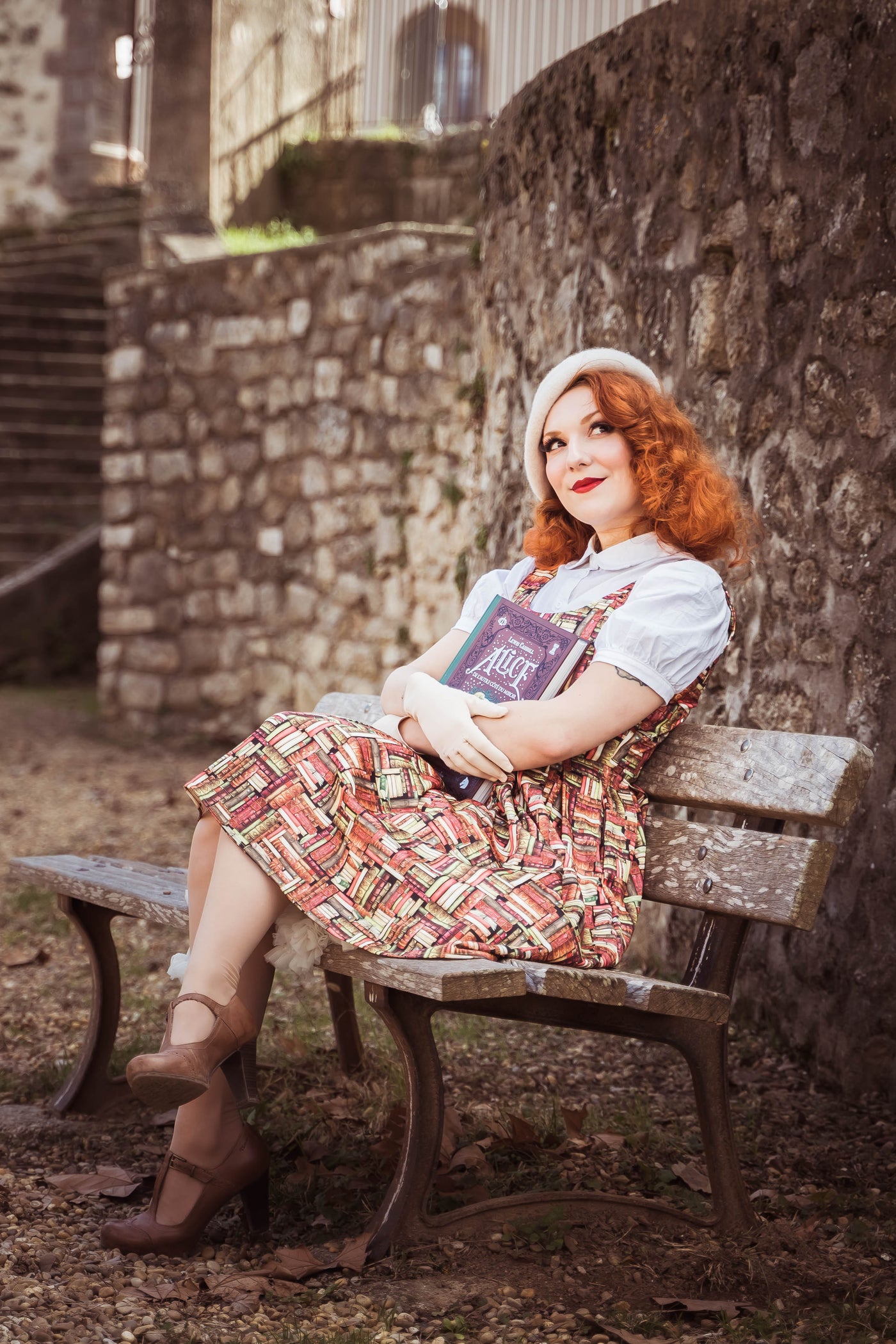 Amanda Book Print Tea Dress