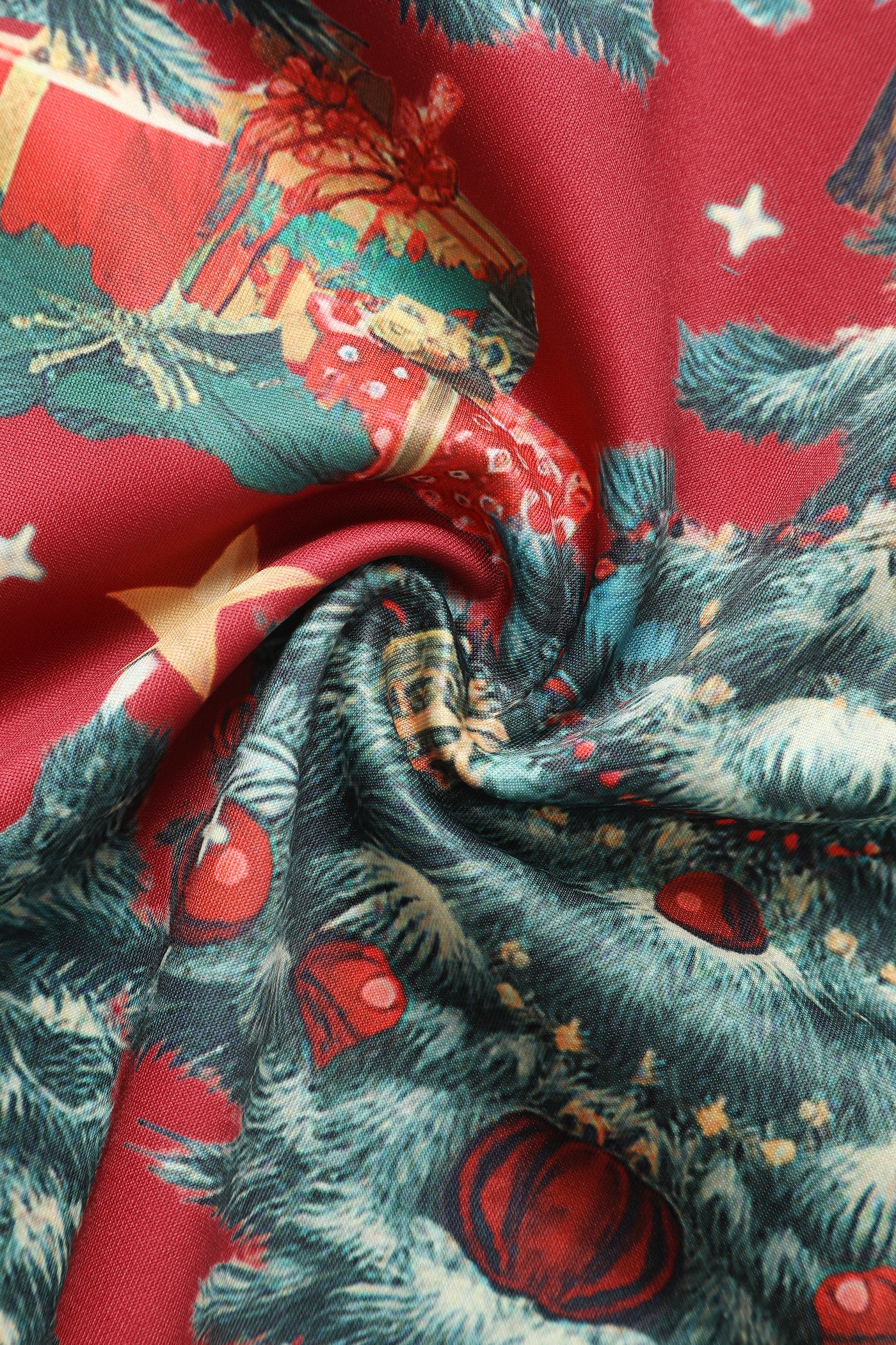 Amanda Crimson Red Christmas Santa Print Dress