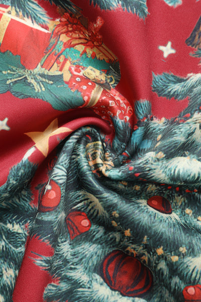 Amanda Crimson Red Christmas Santa Print Dress