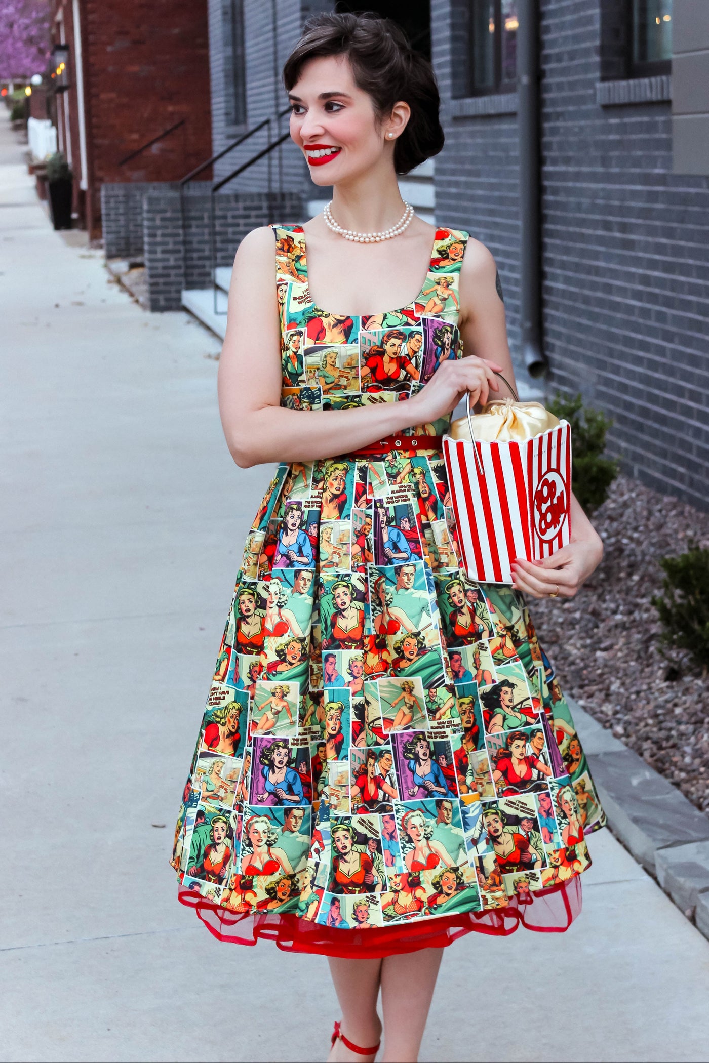 Amanda Vintage Comic Print Swing Dress