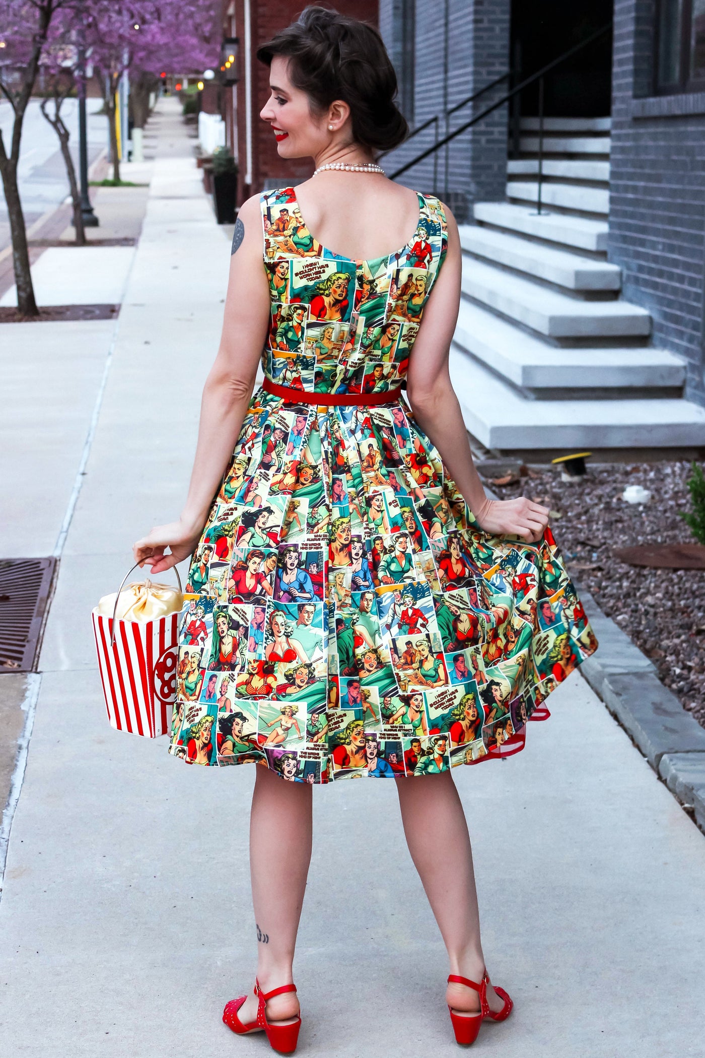 Amanda Vintage Comic Print Swing Dress