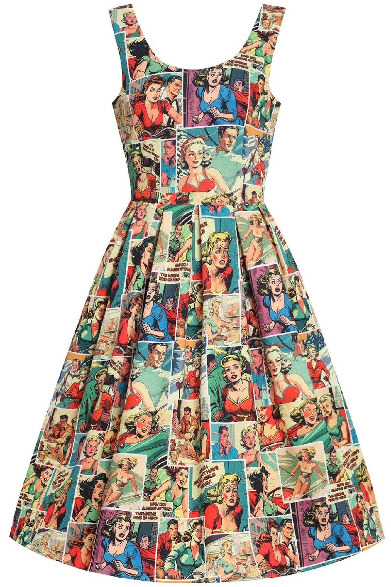 Amanda Vintage Comic Print Swing Dress