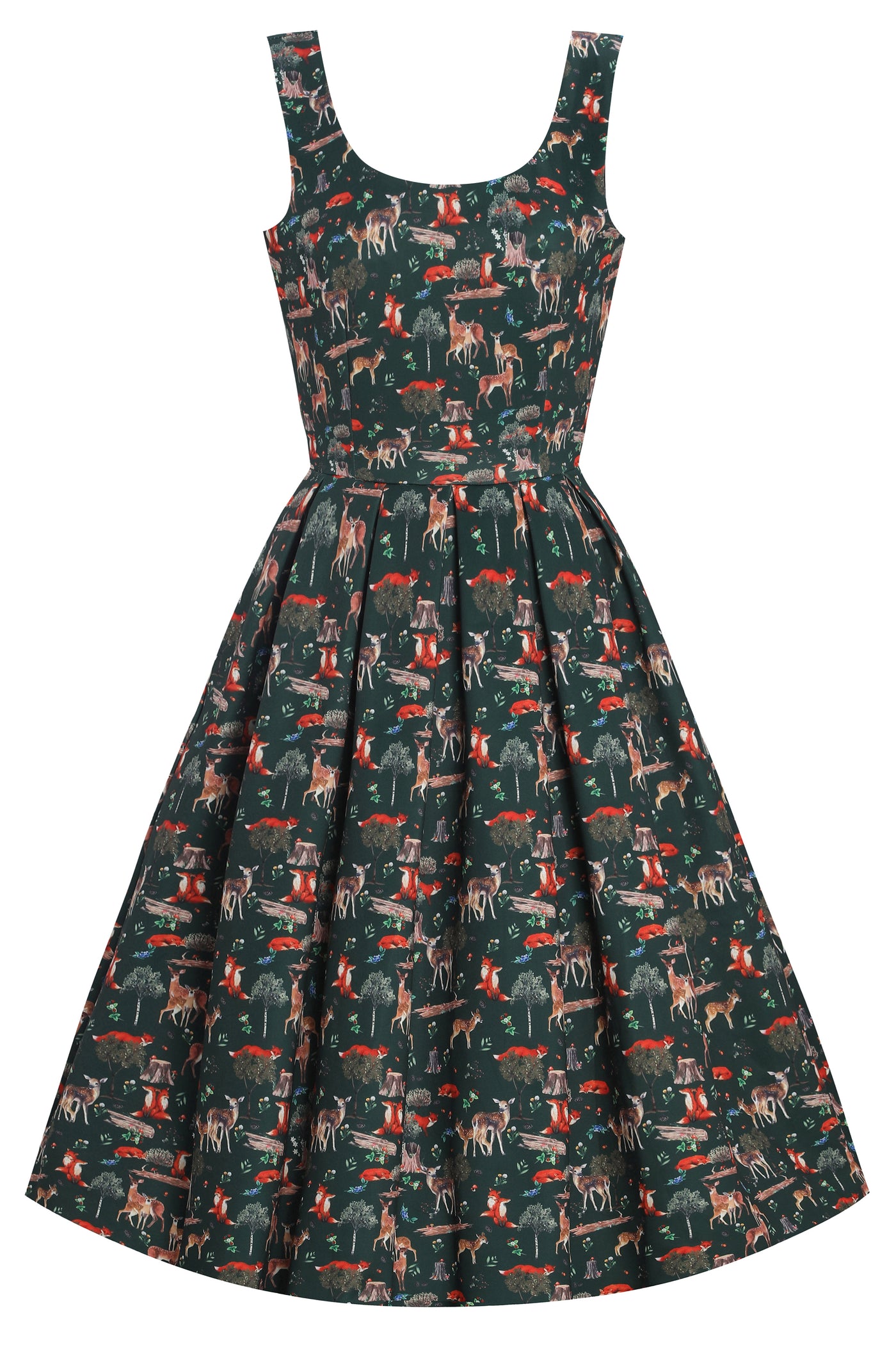 Amanda Dark Green Woodland Print