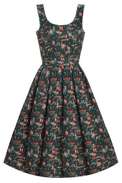 Amanda Dark Green Woodland Print