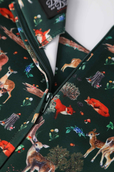 Amanda Dark Green Woodland Print