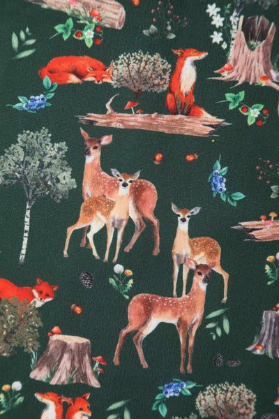Amanda Dark Green Woodland Print