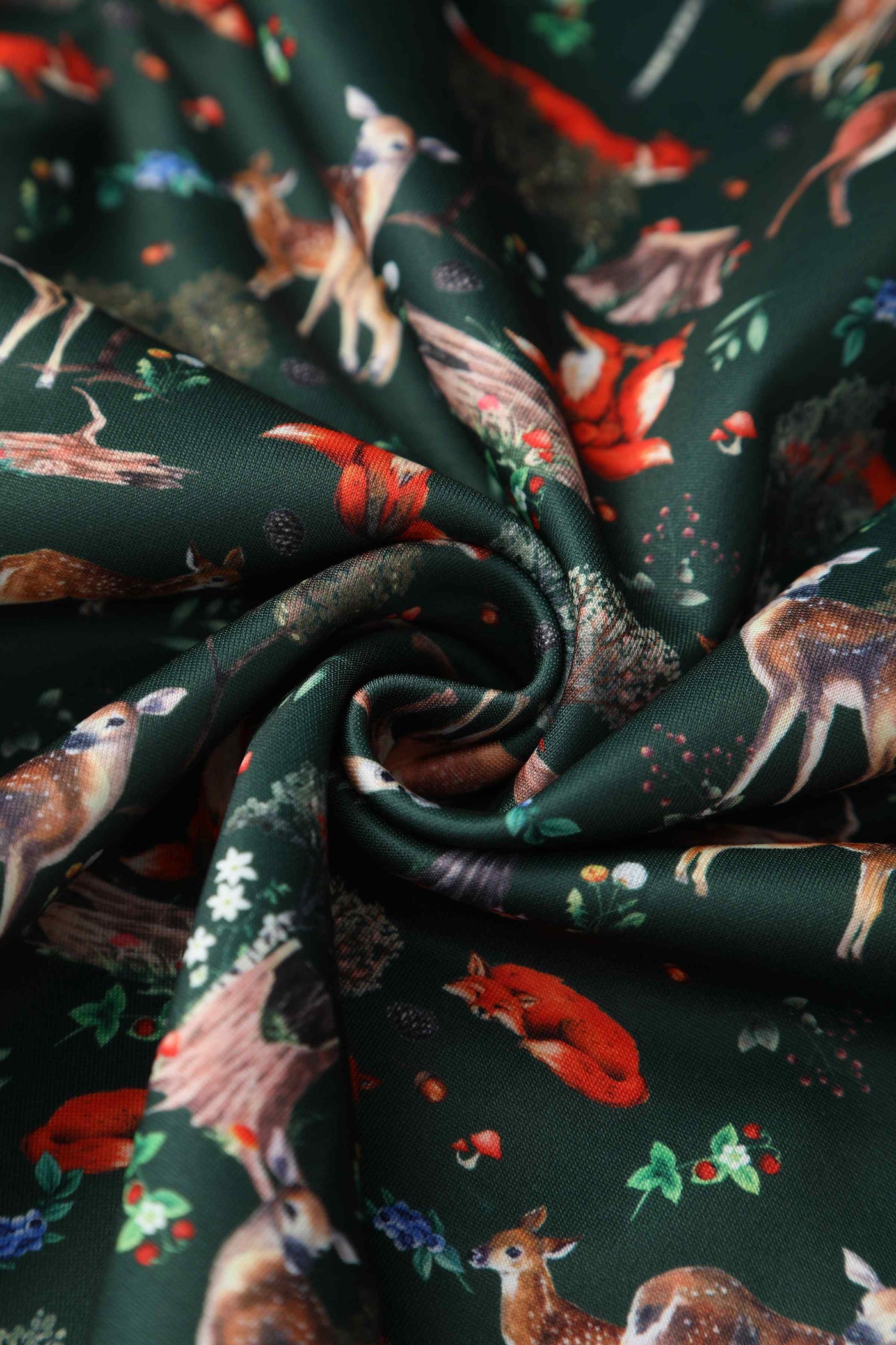 Amanda Dark Green Woodland Print