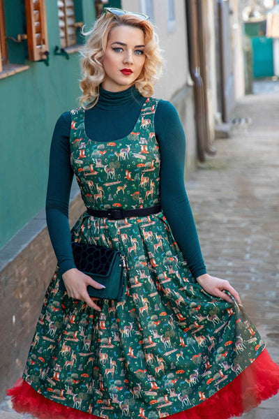 Amanda Dark Green Woodland Print