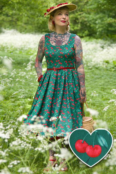 Amanda Green Cotton Red Cherry Dress