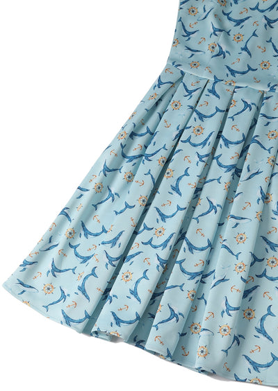Amanda Scoop Neck Swing Dress Light Blue Dolphin