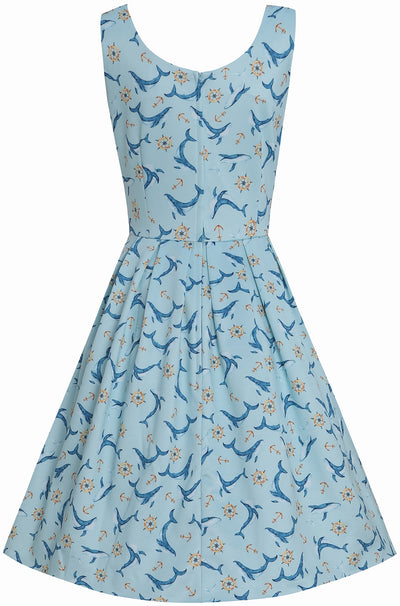 Amanda Scoop Neck Swing Dress Light Blue Dolphin