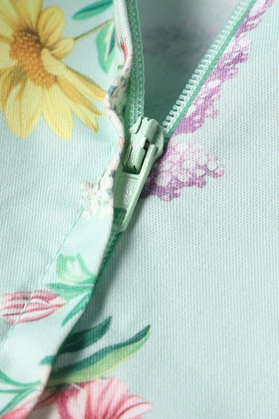 EU STOCK Amanda Light Blue Scoop Neck Pastel Flower Print Dress