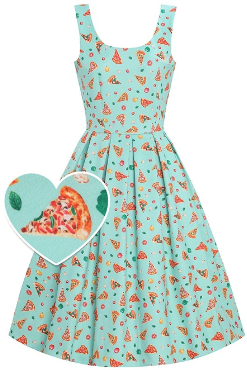 PRE ORDER Amanda Light Blue Pizza Swing Dress