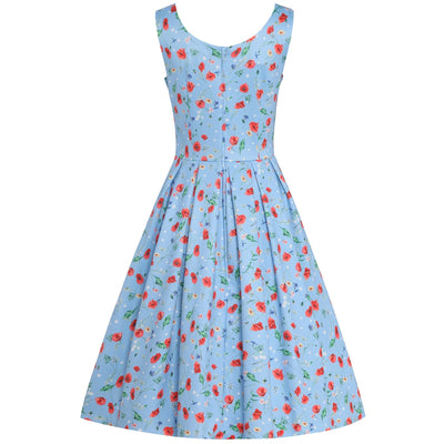 PRE ORDER Amanda Light Blue Poppy Swing Dress