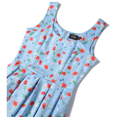 PRE ORDER Amanda Light Blue Poppy Swing Dress
