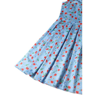 PRE ORDER Amanda Light Blue Poppy Swing Dress