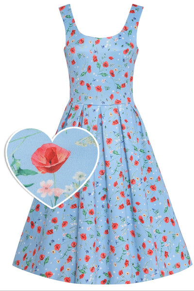 PRE ORDER Amanda Light Blue Poppy Swing Dress