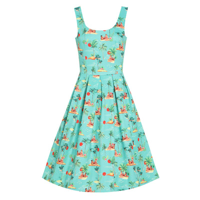 PRE ORDER Amanda Green Sunset Pinup Couple Swing Dress