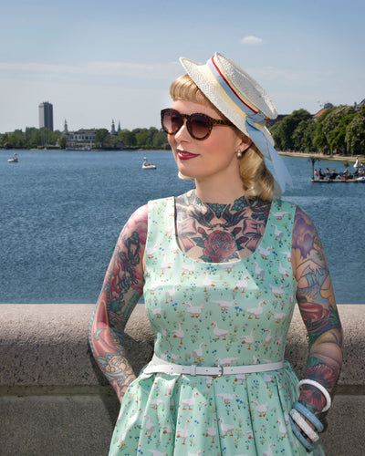 PRE ORDER Amanda Swing Dress in Mint Green Duck Print