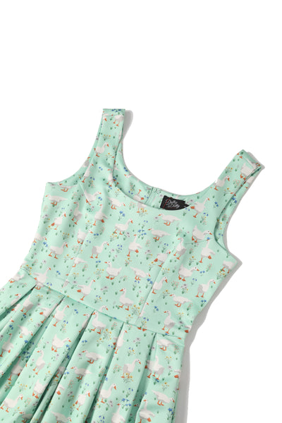 PRE ORDER Amanda Swing Dress in Mint Green Duck Print