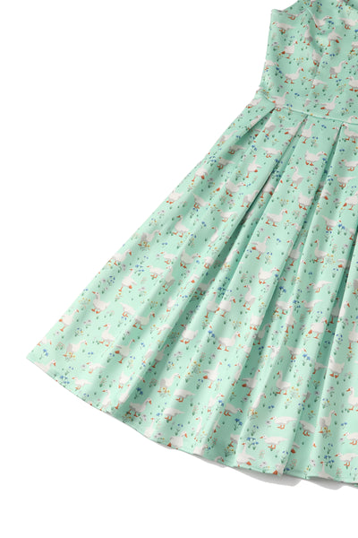 PRE ORDER Amanda Swing Dress in Mint Green Duck Print