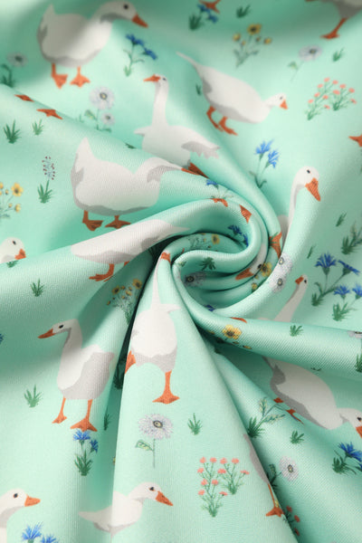 PRE ORDER Amanda Swing Dress in Mint Green Duck Print