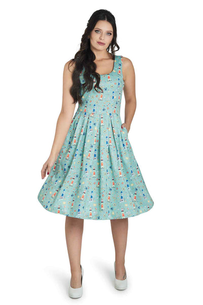 Amanda Scoop Neck Swing Dress in Nautical Print