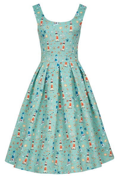 Amanda Scoop Neck Swing Dress in Nautical Print