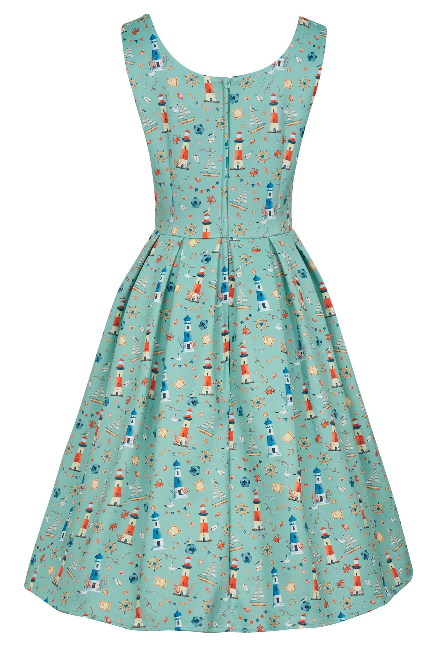 Amanda Scoop Neck Swing Dress in Nautical Print