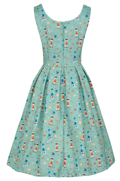 Amanda Scoop Neck Swing Dress in Nautical Print