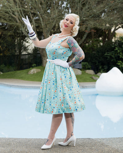 PRE ORDER Amanda Scoop Neck Swing Dress in Nautical Print