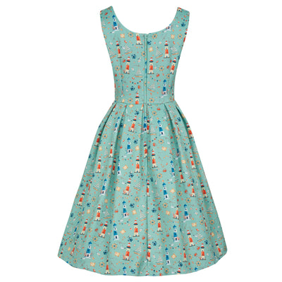PRE ORDER Amanda Scoop Neck Swing Dress in Nautical Print