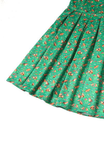 Amanda Green Capybara & Watermelon Print Swing Dress