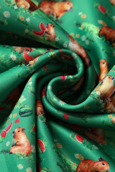 PRE ORDER Amanda Green Capybara & Watermelon Print Swing Dress