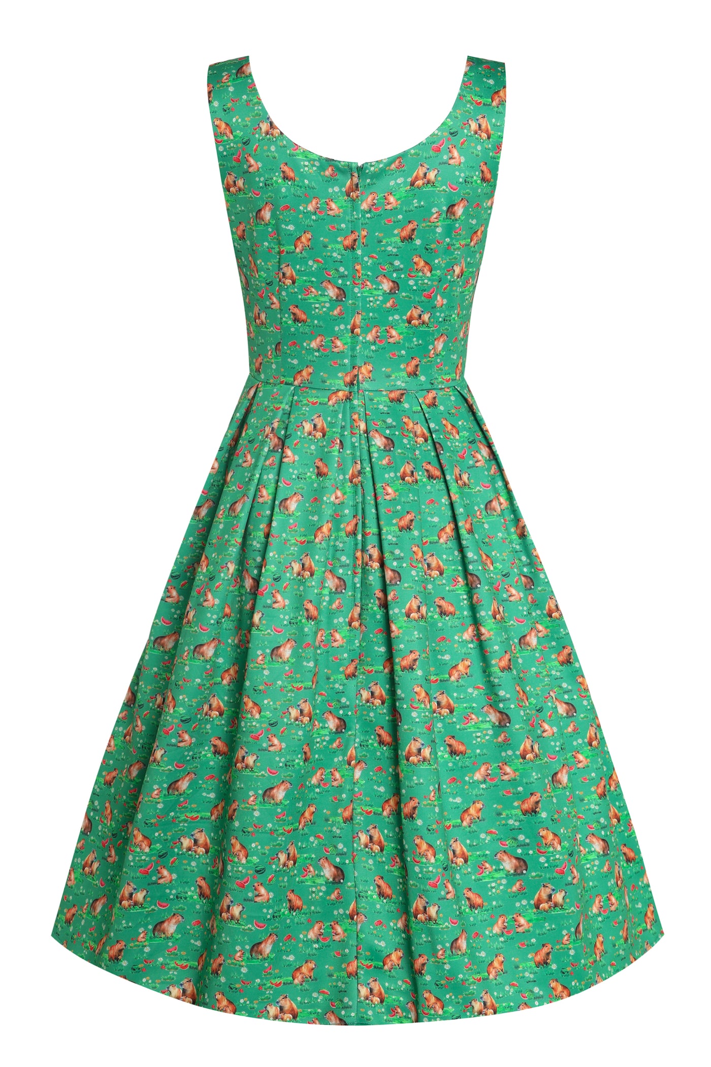 Amanda Green Capybara & Watermelon Print Swing Dress