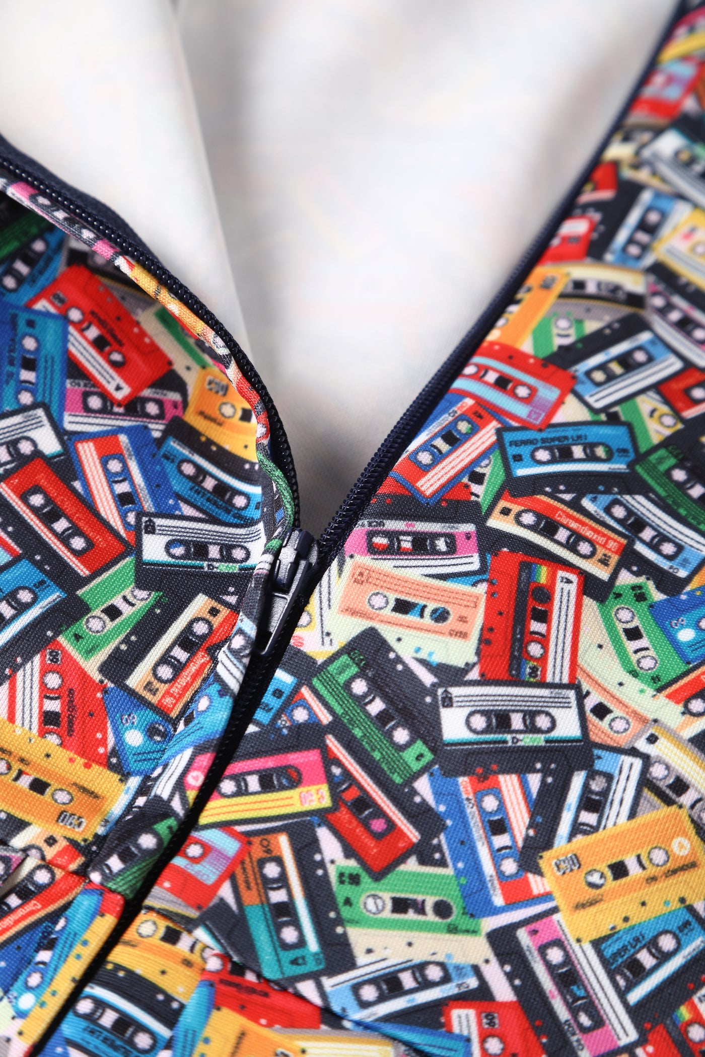 Amanda Multicolor Cassette Tape Print Scoop Neck Dress