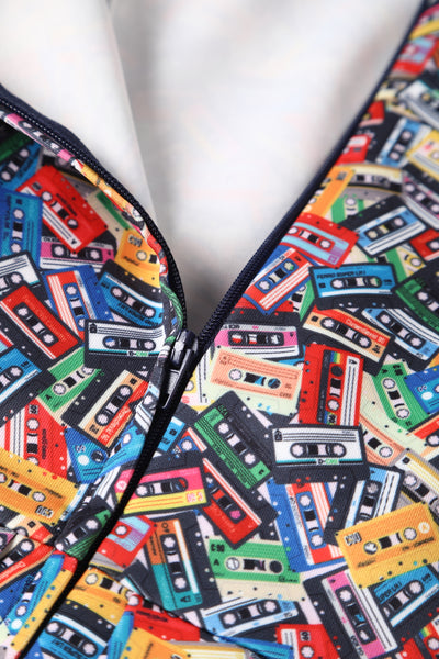 Amanda Multicolor Cassette Tape Print Scoop Neck Dress