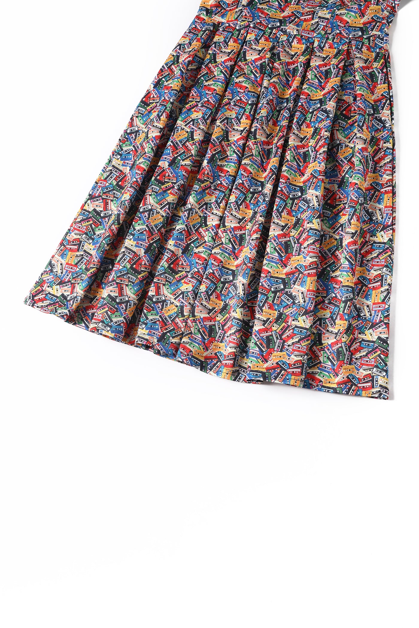 Amanda Multicolor Cassette Tape Print Scoop Neck Dress